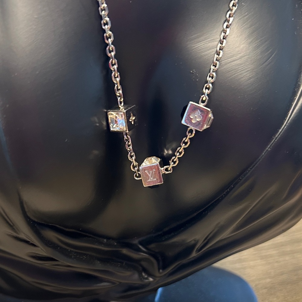 227. Louis Vuitton Silver Gamble Necklace with Swarovski crystals